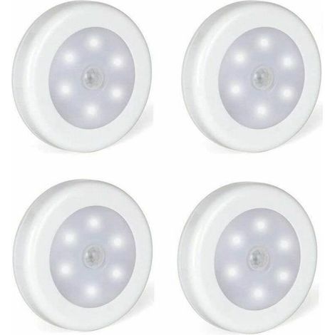 Luz LED adhesiva GABRIELLE, iluminación LED con sensor de movimiento y base magnética (paquete de 4, funciona con pilas)