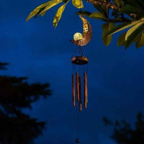 Carillon solaire LED avec mobile lune – IP44 – jardin, terrasse (1/5)