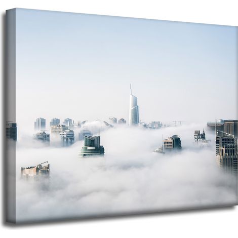 Leinwanddruck Architektur Wolkenkratzer 50x40 USA Himmel Nebel