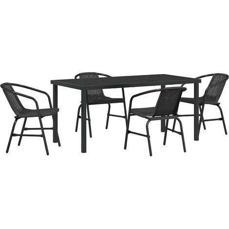 Ensemble de salle à manger pour jardin 5 pcs,Salon de jardin Noir Poly rotin CFW71744 (1/5)