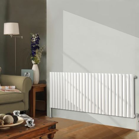 Designer Radiator 600x1593mm Single Oval Column Horizontal Black (1/4)