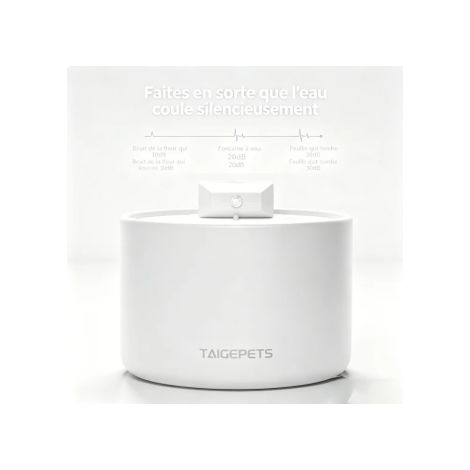 Fontaine à eau sans fil en céramique pour animaux, chauffante, silencieuse, capteur de mouvement, distribution automatique, batterie 5000 mAh, blanche