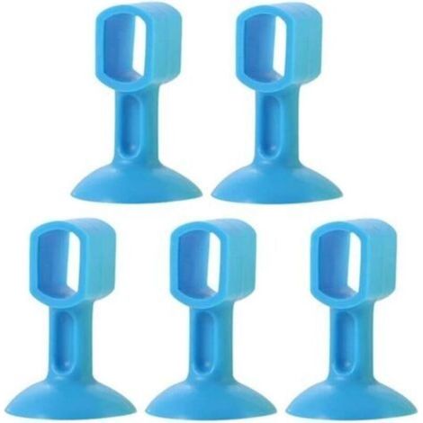 Butée De Porte 5 Pièces Butée De Porte, Protecteur en Silicone Résistant Aux Chocs, Ventouse Butée Murale Salle De Bain Boor Aspiration De Porte Anti-Collision (Couleur: Bleu)