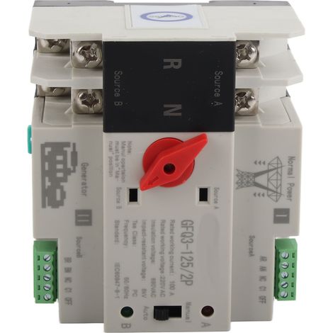 Automatischer Umschalter, Dual Power 2P, flammhemmender Leistungsumschalter für Generatoren, AC 220 V, 100 A (1/5)