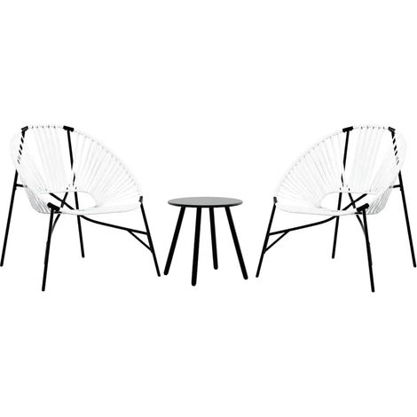 Maison Exclusive - Set di Sedie da Giardino 3 pz in Polyrattan Bianco e Nero