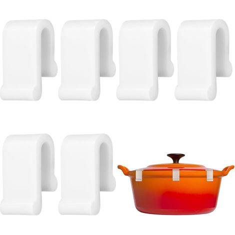 Set di 6 sollevatori per coperchi in silicone per pentole e padelle, clip di protezione per coperchi di pentole in ghisa, divertenti accessori da cucina, protezione contro le fuoriuscite.