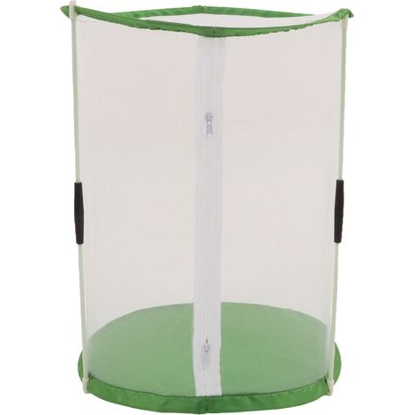 Jaula de observación cilíndrica para mariposas e insectos: malla fina transparente, ideal para plantas ornamentales y cría doméstica.
