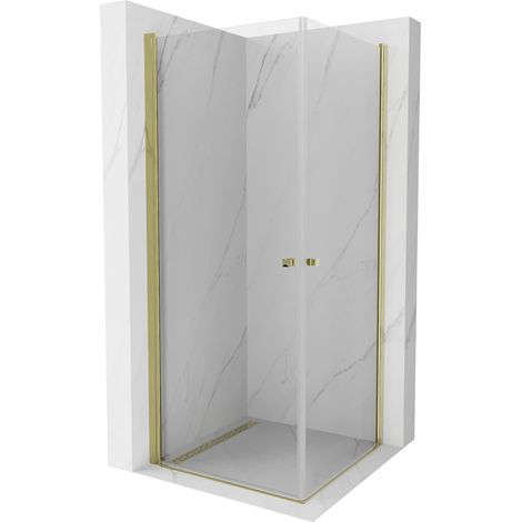 Cabine de douche à charnière Mexen Pretoria Duo 90 x 90 cm, transparente, or - 852-090-090-50-00-02 (1/5)