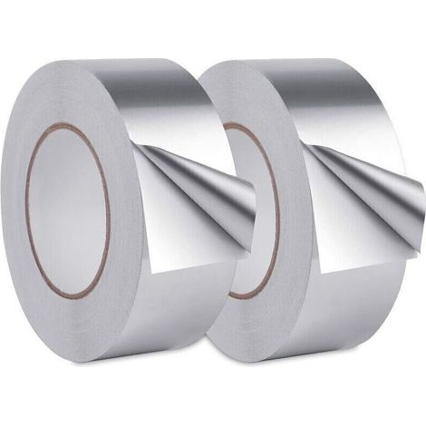 YMYNY Ruban Adhésif Aluminium,Aluminium Bande d'étanchéité, scotch aluminium etanche, Pour cuisine, salle de bain, électricien, surface métallique, 20m30mm (2 rouleaux, argent) (1/4)