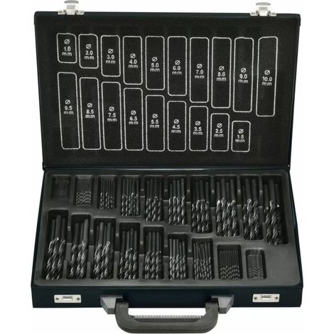 Jeu de 170 forets hélicoïdaux en acier rapide (HSS) selon norme DIN 338 – pour perçage précis sur métaux, bois et plastiques – idéal pour bricolage, atelier et industrie