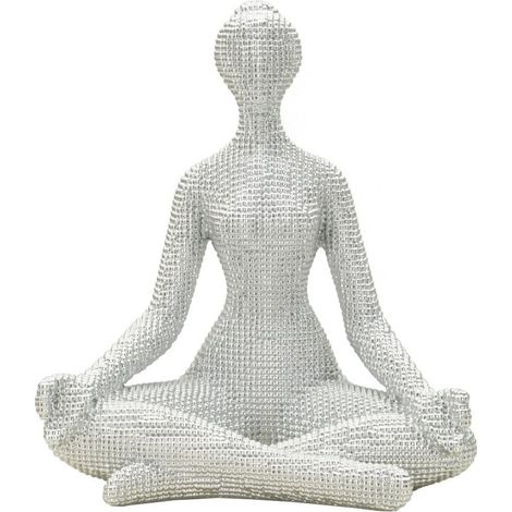 Statuette Yoga Femme "Donnina" 23cm Argent (1/5)