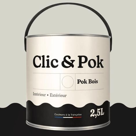 Peinture Bois Extérieur – POK BOIS - 2,5L - RAL 9002 - Blanc gris- Résistante aux intempéries - Ne s'écaille pas