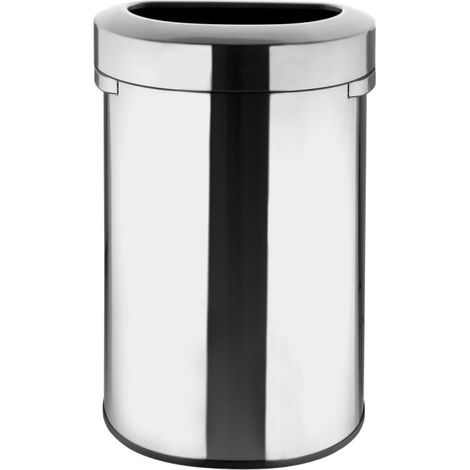Poubelle en D en acier brossé avec couvercle ouvert 86L - BOLERO (1/5)