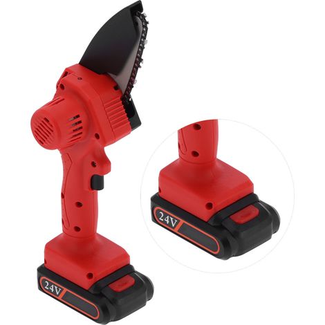 Mini-Elektrokettensäge mit Ladefunktion, geeignet für Holzbearbeitung, Garten und Heckenschneiden, FYD-003, Rot, AC110-240V, EU-Stecker (1/5)