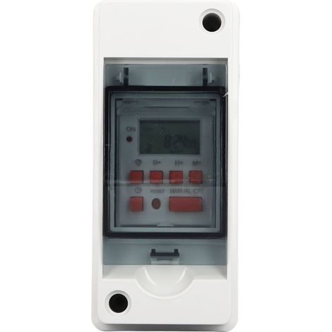 Temporizador programable de 7 días con 28 programas, interruptor exterior resistente al agua con batería de respaldo de 200 mAh. (1/5)