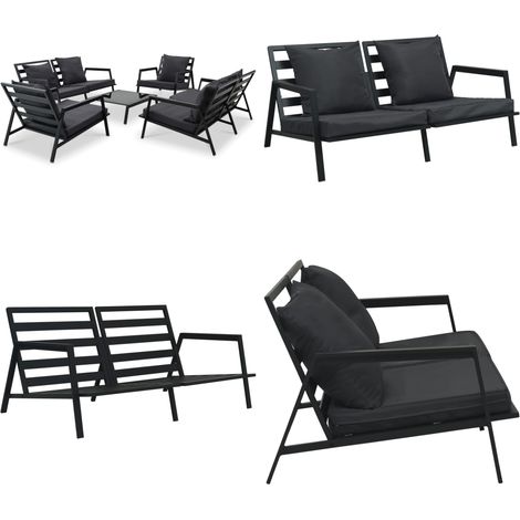 Salon de jardin 5 pcs avec coussins Aluminium Gris foncé - Salon De Jardin - Meubles De Jardin - Canapé Extérieur - Set De Salon - Canapé Aluminium - Home & Living