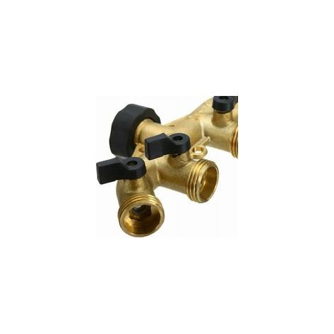 Robinet y Selecteur 4 Sorties Vannes, Connecteur de Robinet en Laiton Distributeur 4 Voies Séparateur de Tuyau Répartiteur pour l'irrigation du Jardin