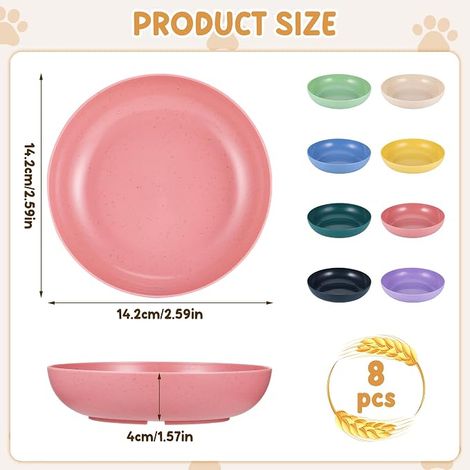 Bols de chat pour moustaches, grands et peu profonds, bols de paille de blé pour chatons et chats à pattes courtes (1/4)