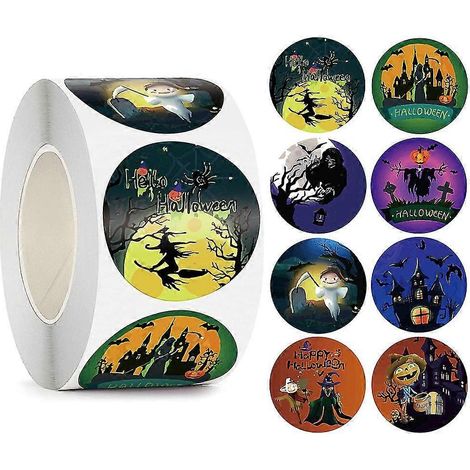 Autocollants d'Halloween, étiquettes, enveloppes, sceller le papier, autocollant rond (1/5)