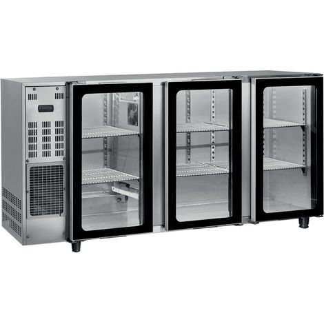 Arrière-bar inox groupe logé - 3 portes vitrées - AFI COLLIN-LUCY