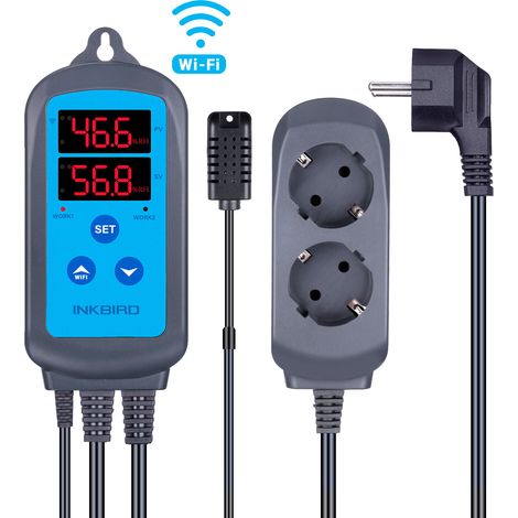 Temperaturregler-Sockel-Thermostat Digitaler Feuchtigkeitsregler mit Probe 2 Relais 220V Terrarium INKBIRD IHC-200-WIFI (1/5)