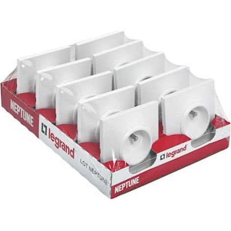 [JAMAIS UTILISÉ] Lot de 10 prises de courant 2P+T 16A complet - Neptune - Blanc - Legrand