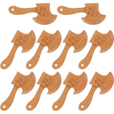 Mini hachette décorative en bois, accessoire de bricolage, beige, 4,5 x 2,2 x 0,3 cm, décorations pour enfants, lot de 10. (1/5)