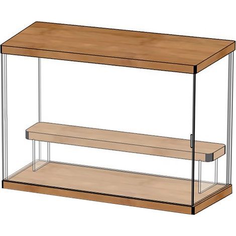Présentoir de rangement pour figurines de collection (boîte surprise) en acrylique, anti-poussière, avec porte et escalier à 2 niveaux (dimensions standard : 32 x 12 x 22,4 cm). (1/5)