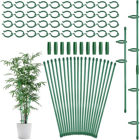 20 Tuteur Plante, 40 Clips, 10 Connecteur, Ajustable, Plastique Vert, Intérieur Extérieur (1/5)
