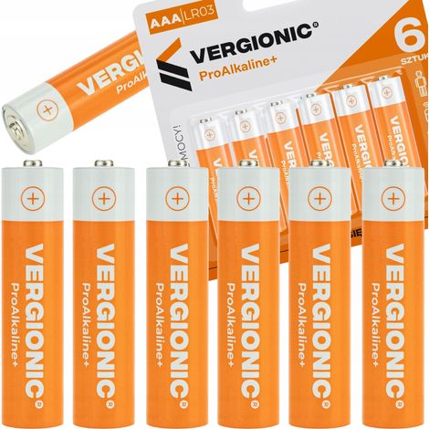 Alkaline-Batterien, 6 Stück AAA R3 Fingers Strong 1,5 V 44 mm × Ø10 Vergionic