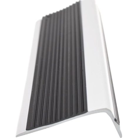 Profilé de marche en PVC, profilé de marche autocollant, structure en L, facile à installer 5020mm, adapté aux marches rondes, adapté aux marches d'escalier, pont de nez de marche en PVC (gris noir)-D
