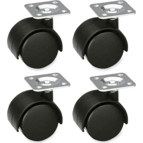 Lot de 4 Roulettes Meubles 49mm Sans Frein - 50kg/Roue Platine Acier pour Chaises Bureau & Tables Basses (1/5)