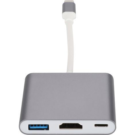 HC 04 3-in-1 Multifunktionale Dockingstation mit USB-C zu HDMI HD-Konverter (Grau) (1/5)