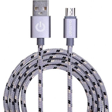 Câble micro-USB 1 m tressé argenté Garbot Grab&Go, C-05-10195