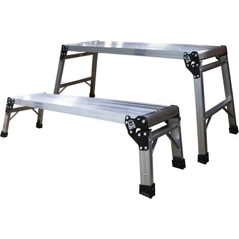 Ensemble de 2 plates-formes en aluminium 130x30x55 cm et 100x30x30 cm – Charge maximale 100kg – SKU JBM50656