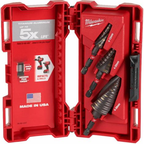 Milwaukee Kit de brocas escalonadas negras hasta 30 mm