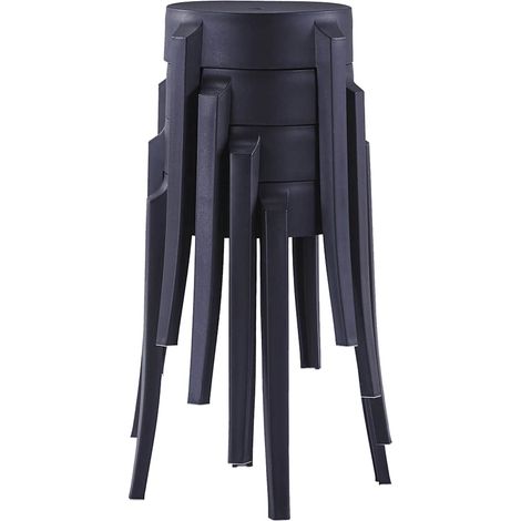 Maison Exclusive - Stapelbare Hocker 4 Stk. Schwarz Kunststoff (1/5)