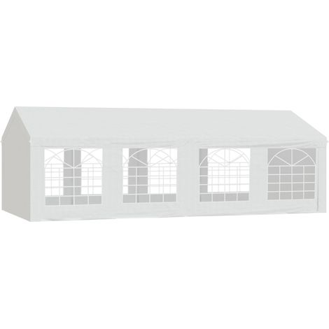 Tonnelle de jardin 4x8m barnum chapiteau polyéthylène 8 fenêtres acier galvanisé blanc