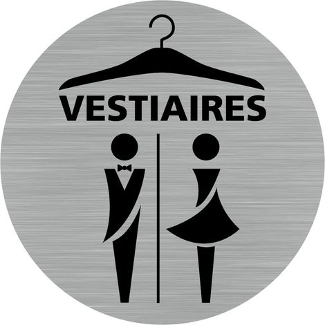 Pictogramme Vestiaires (Q0461).- Adhésif aspect aluminium brossé - Diamètre 83 mm (1/5)