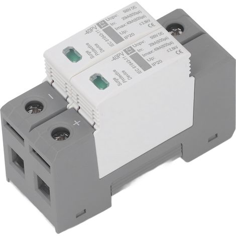 Parafoudre Photovoltaïque DC 2P 500V 20-40kA Protection Foudre et Surtension pour Panneaux Solaires (1/5)