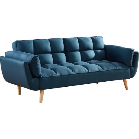 Divano letto 3 posti clic-clac in Tessuto Blu - LOELINE