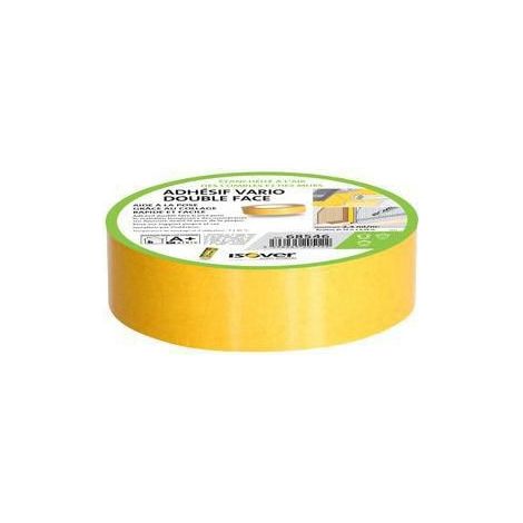 Isover – Adhésif double face tramé 50m – Largeur 38mm – Tenue 48h – Repositionnable – Compatible membranes d'étanchéité