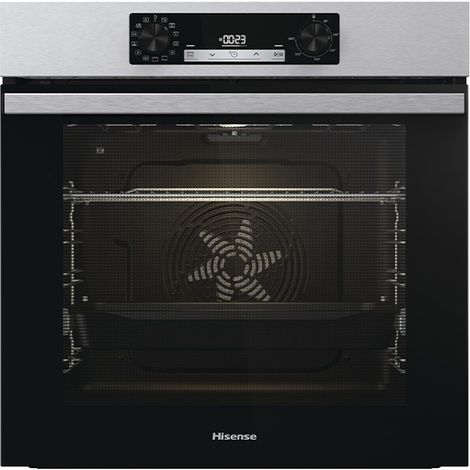 Hisense BI64211EPX. Dimensione del forno: Largo, Tipo di forno: Forno elettrico, Capacità interna forno totale: 77 L. Posizionamento dell'apparecchio: Da incasso, Colore del prodotto: Nero, Acciaio...