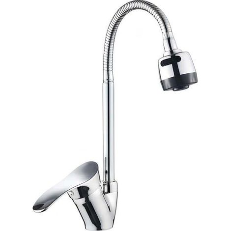 Robinet de cuisine - AVIZAR - Bec flexible pivotant - Chromé - Monotrou - Monocommande
