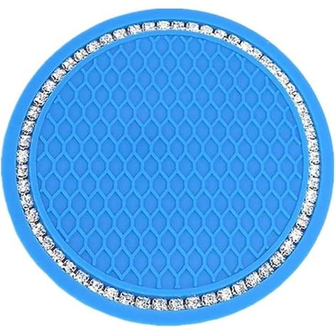 Sous-verre de voiture 4 pièces, sous-verre de voiture en cristal antidérapant en silicone de 2,75 pouces, accessoires d'intérieur de voiture, tapis de sous-verre GM (lac bleu)