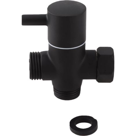 Robinet inverseur de douche 3 voies G1/2 en cuivre pour bras de douche à main, noir (1/5)