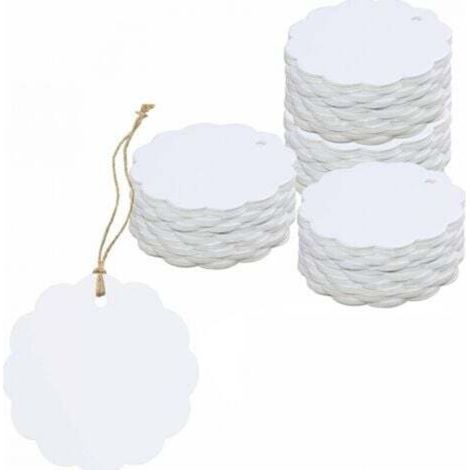 200 étiquettes cadeaux en kraft blanc en forme d'éventail (6cm de diamètre) pour l'emballage artisanal (1/5)