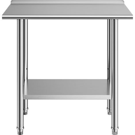Mophorn Table de travail en acier inoxydable pour cuisine professionnelle, 91,5x61 cm, avec 2 niveaux et dosseret. Idéale pour la préparation dans les cafés, hôtels, restaurants et boulangeries. (1/5)