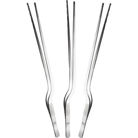 Pinza gastronomica curva cucina chef cuoco professionale fritture barbecue in acciaio utensile ristoranti bar set 3 cucina (1/5)