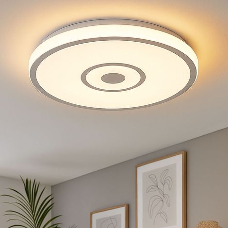 Deckenleuchte Deckenlampe Wohnzimmerleuchte LED, Metall Chromring Kunststoff, LED 24W 1500lm 3000-4000-6000K, DxH 38x5,5 cm